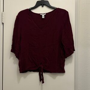 Arizona Jean Company Deep Red V-Neck Blouse